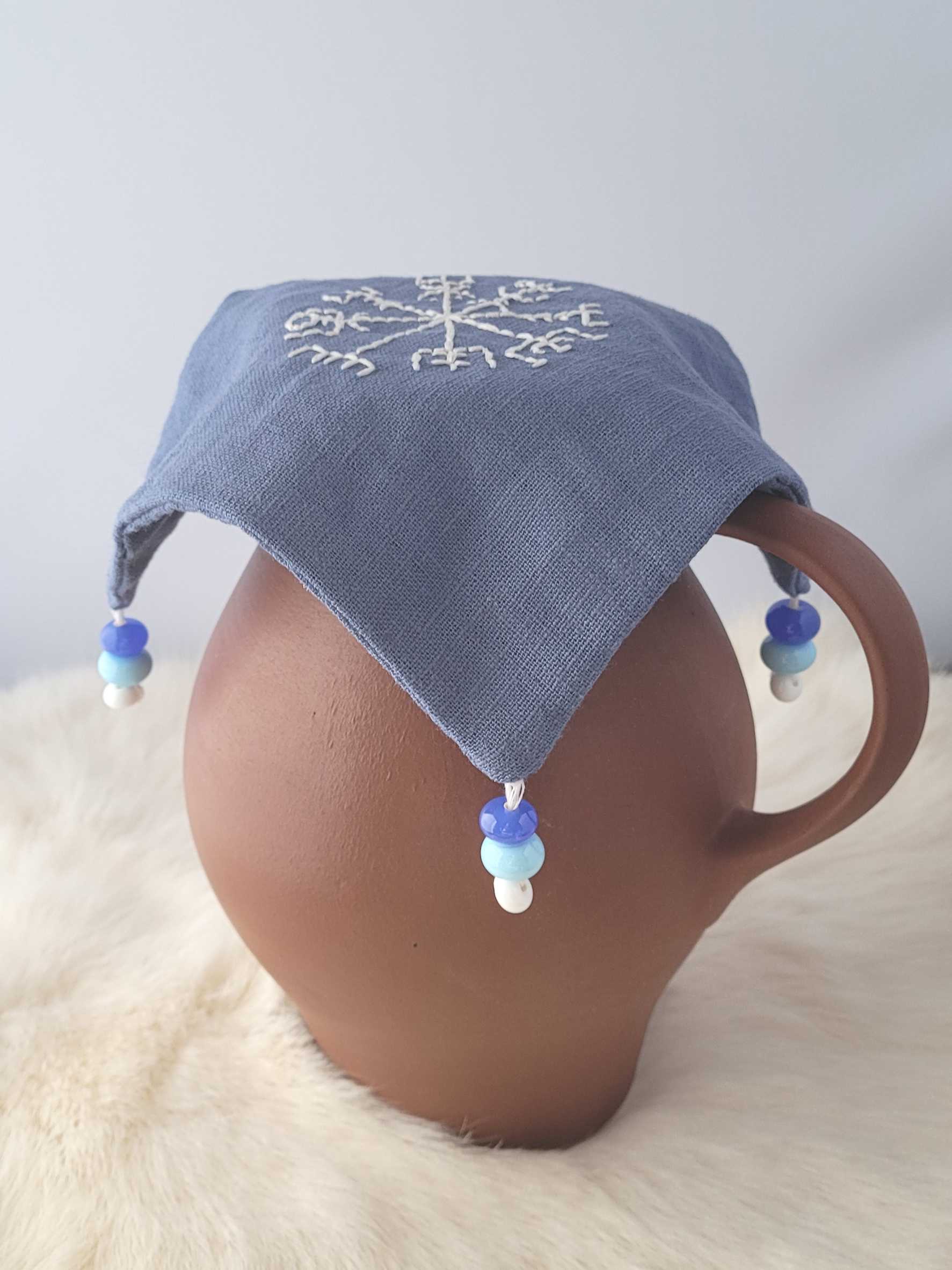 Bechertuch mit Glasperlen Blau