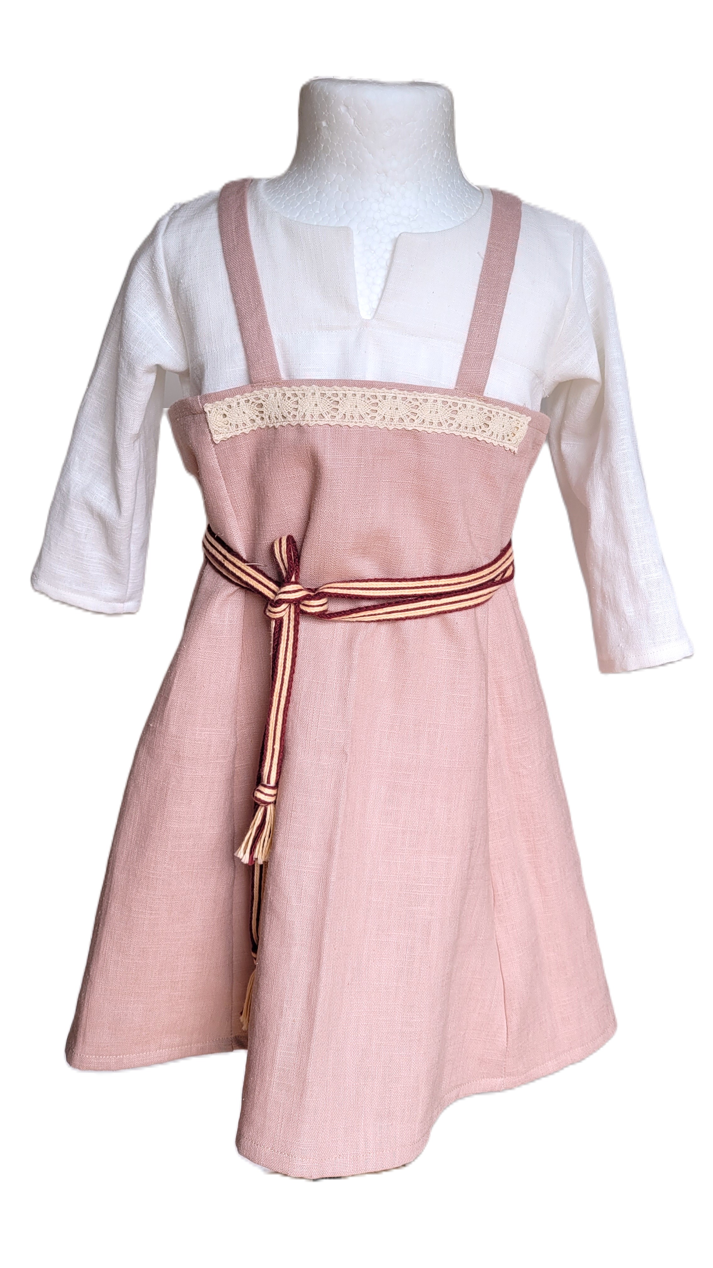 Schürzenkleid aus Leinen rosa